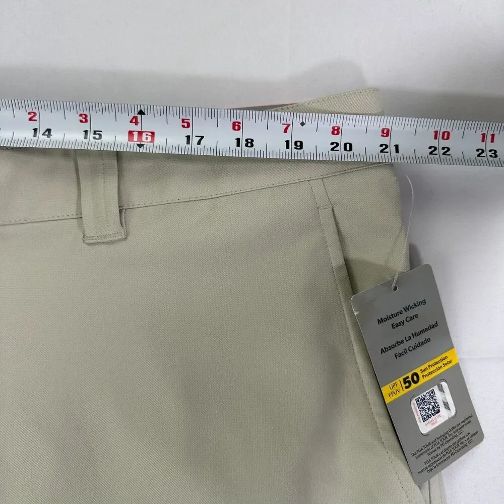 PGA Tour Men's Active Waistband Beige Golf Shorts 40 NWT 6 Pockets 50 UPF